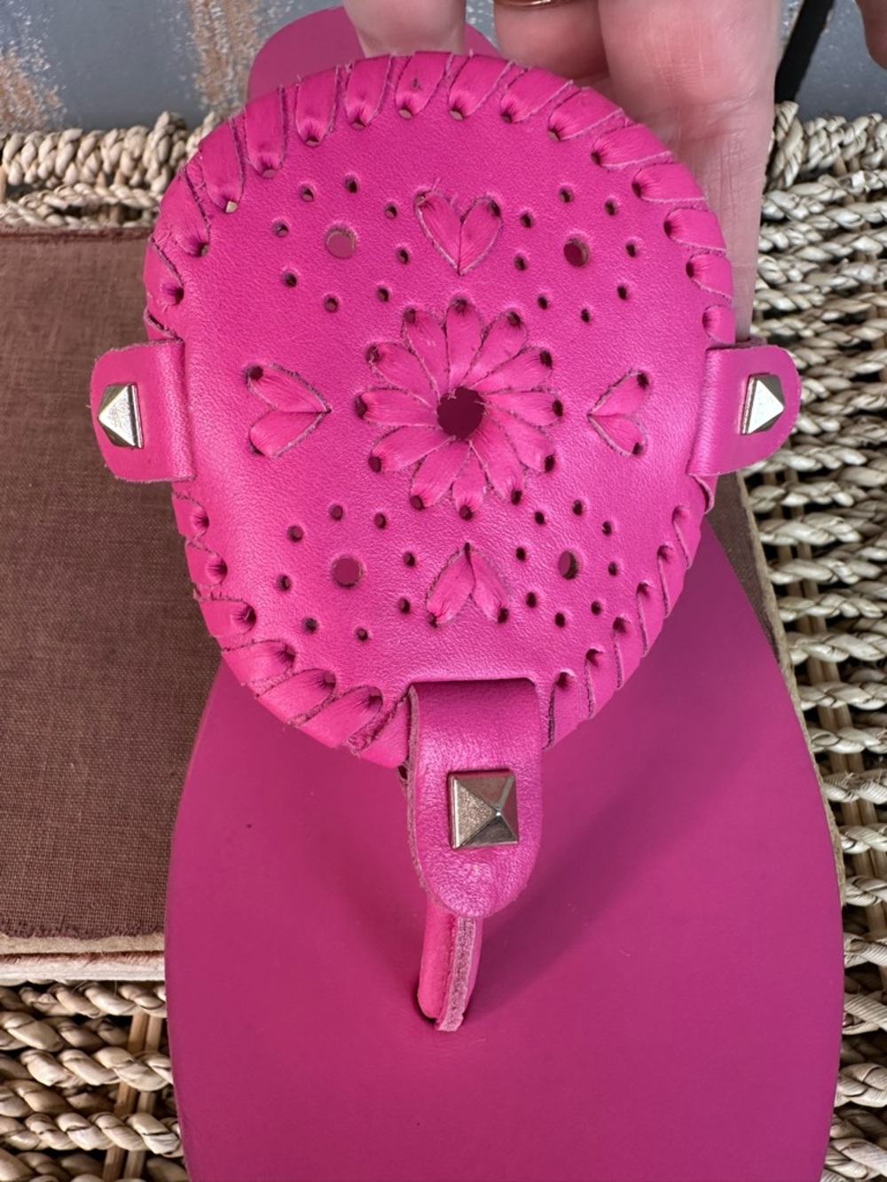 Jack Rogers Georgica Leather Sandals Magenta Sz 7 - Picture 3 of 16